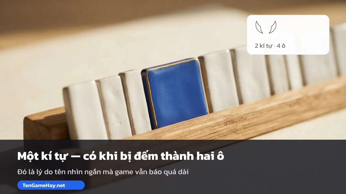 Một kí tự trang trí có thể bị đếm thành hai ô trong tên game