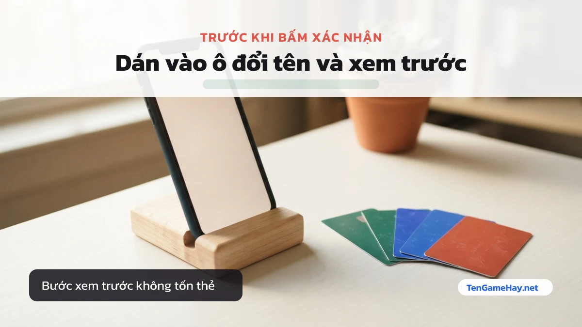 Dán tên vào ô đổi tên Liên Quân Mobile và xem trước trước khi xác nhận