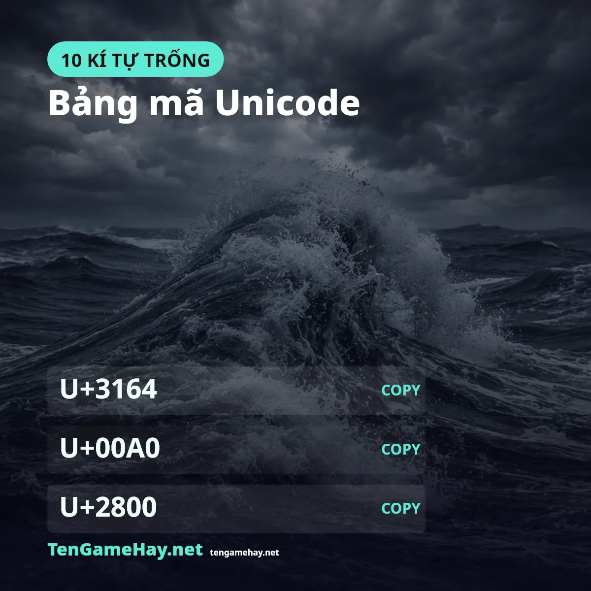 Bảng mã Unicode các kí tự trống dùng làm dấu cách
