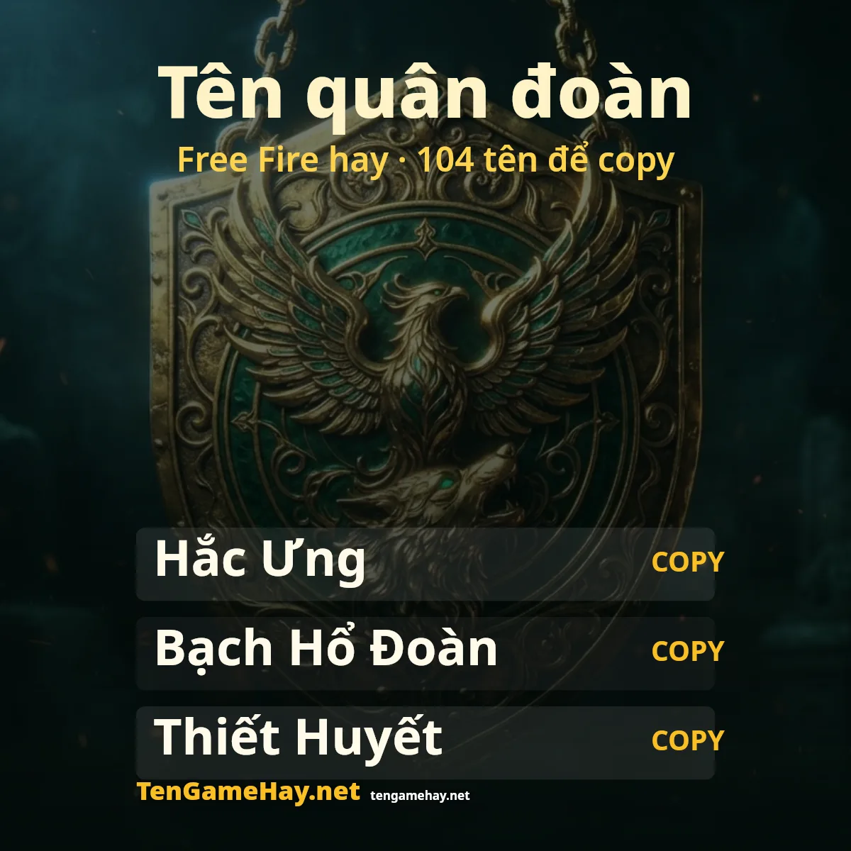 Tên quân đoàn Free Fire hay trên huy hiệu phượng hoàng và sói